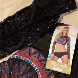 2 piece bikini long sleeve lace